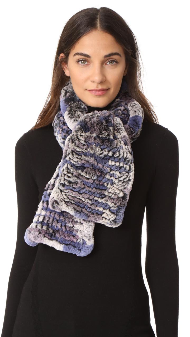 Adrienne Landau Knit Rex Rabbit Fur Scarf