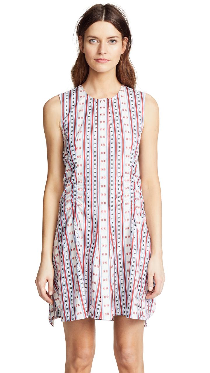 Carven Stripes Squares Jacquard Flared Dress