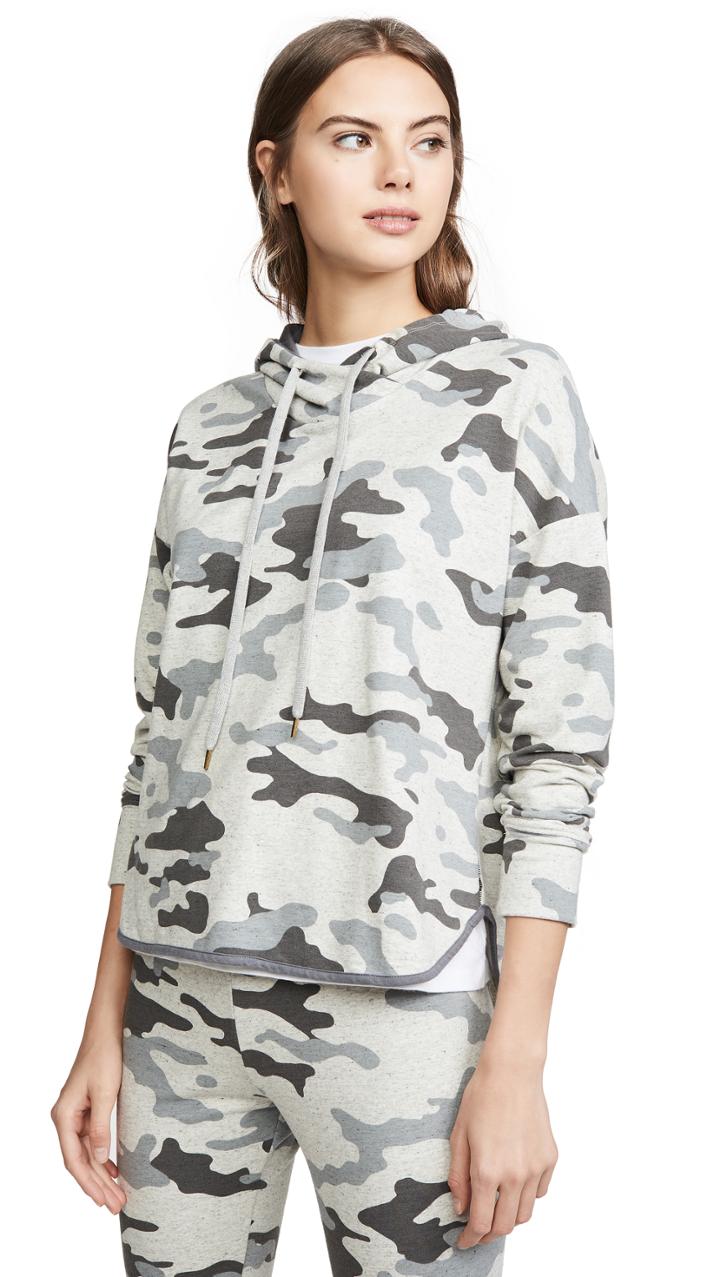 Sundry Camo Curved Hem Hoodie