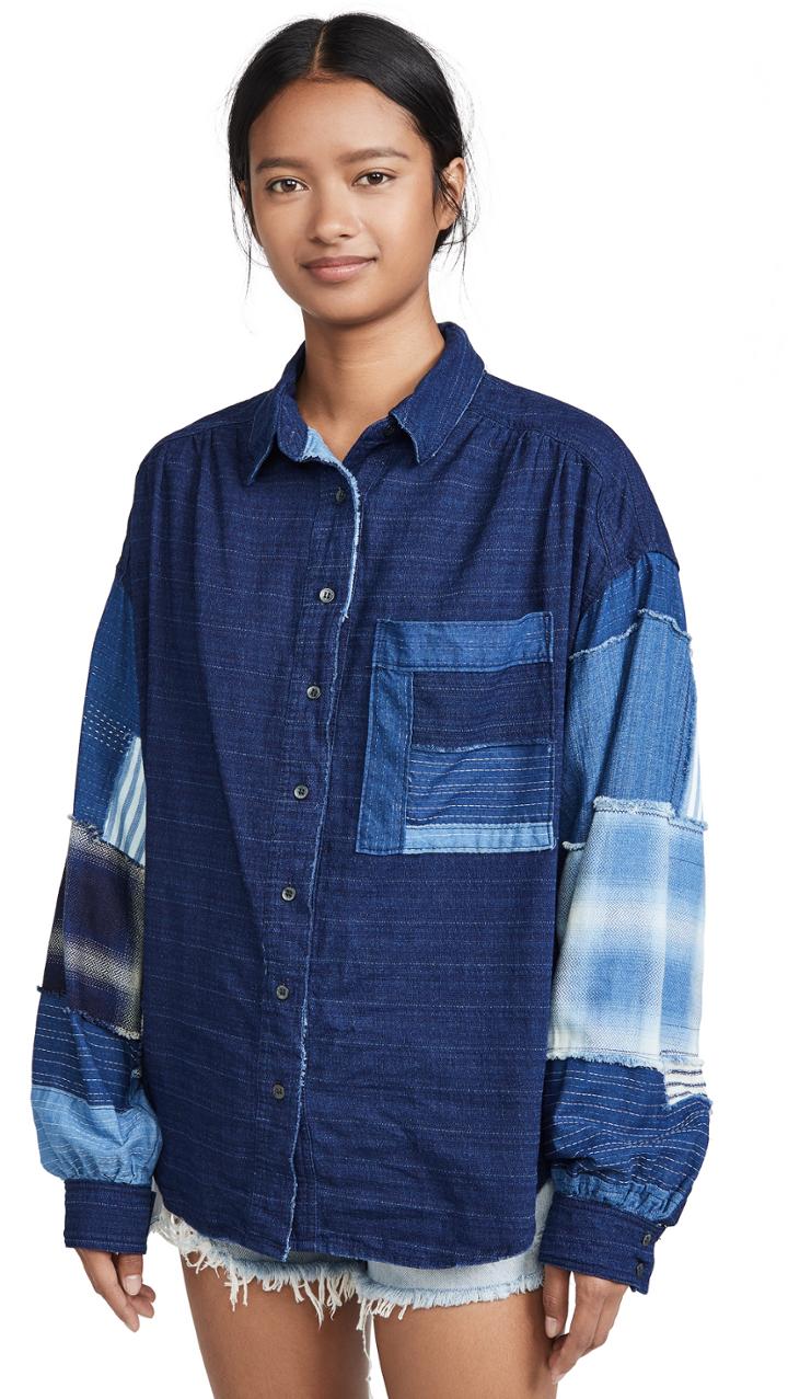 Free People Indigo Sky Button Down