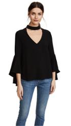 Wayf Drew Mock V Neck Bell Sleeve Top