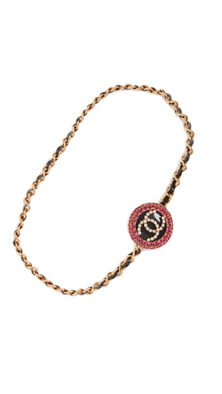 What Goes Around Comes Around Chanel Pink Gold Crystal Cc Belt