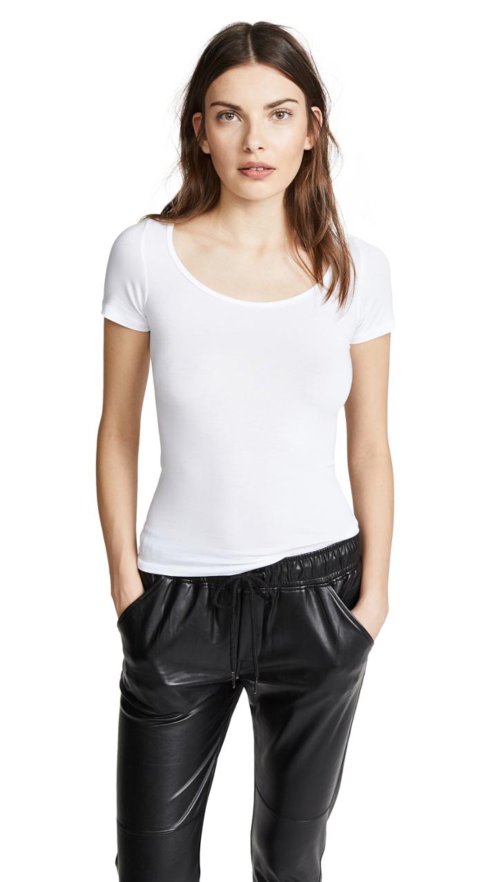 Enza Costa Short Sleeve Fitted Scoop Tee