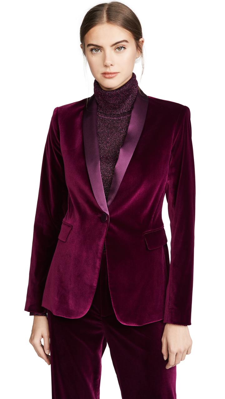 Alice Olivia Macey Fitted Strong Shoulder Blazer