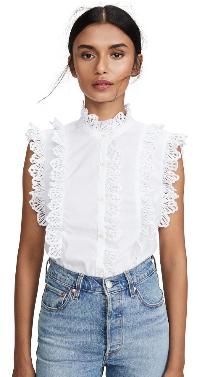 La Vie Rebecca Taylor Shell Embroidered Top