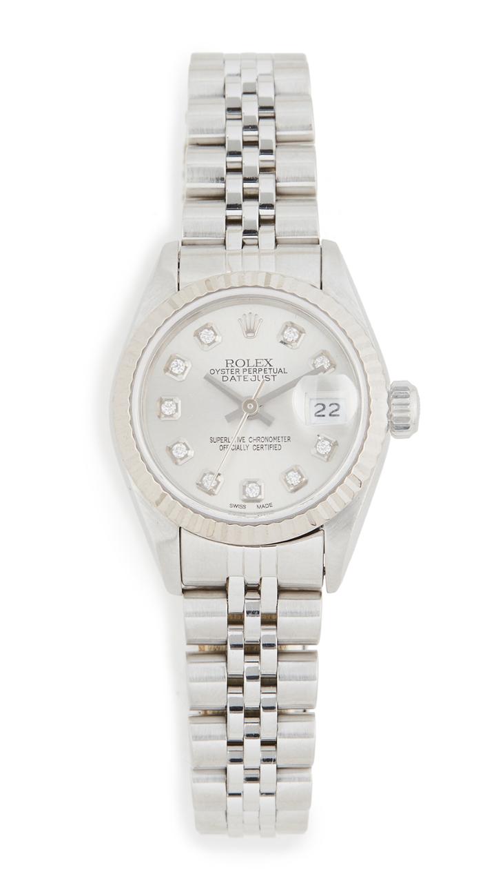 Pre Owned Rolex Ladies Rolex Silver Diamond Dial Fluted Bezel Jubilee Band