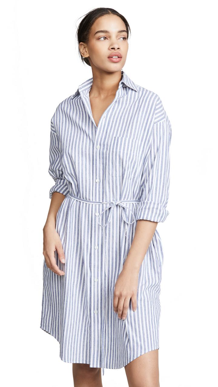 Vince Oversized Space Dye Stripe Shirt Dress