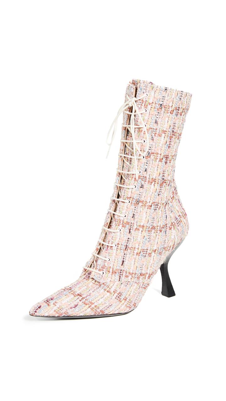 Brock Collection Bouclé Metallic Lace Up Booties