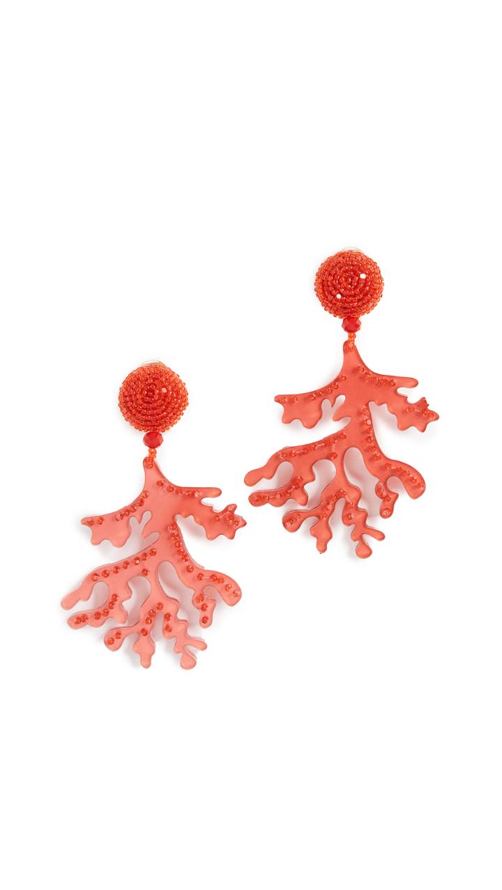 Oscar De La Renta Coral Branch Drop Earrings