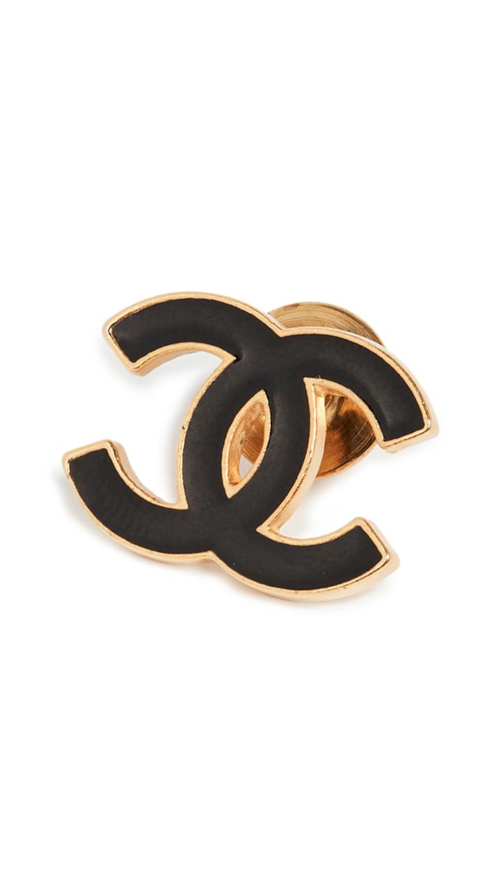What Goes Around Comes Around Chanel Black Gold Small Pin