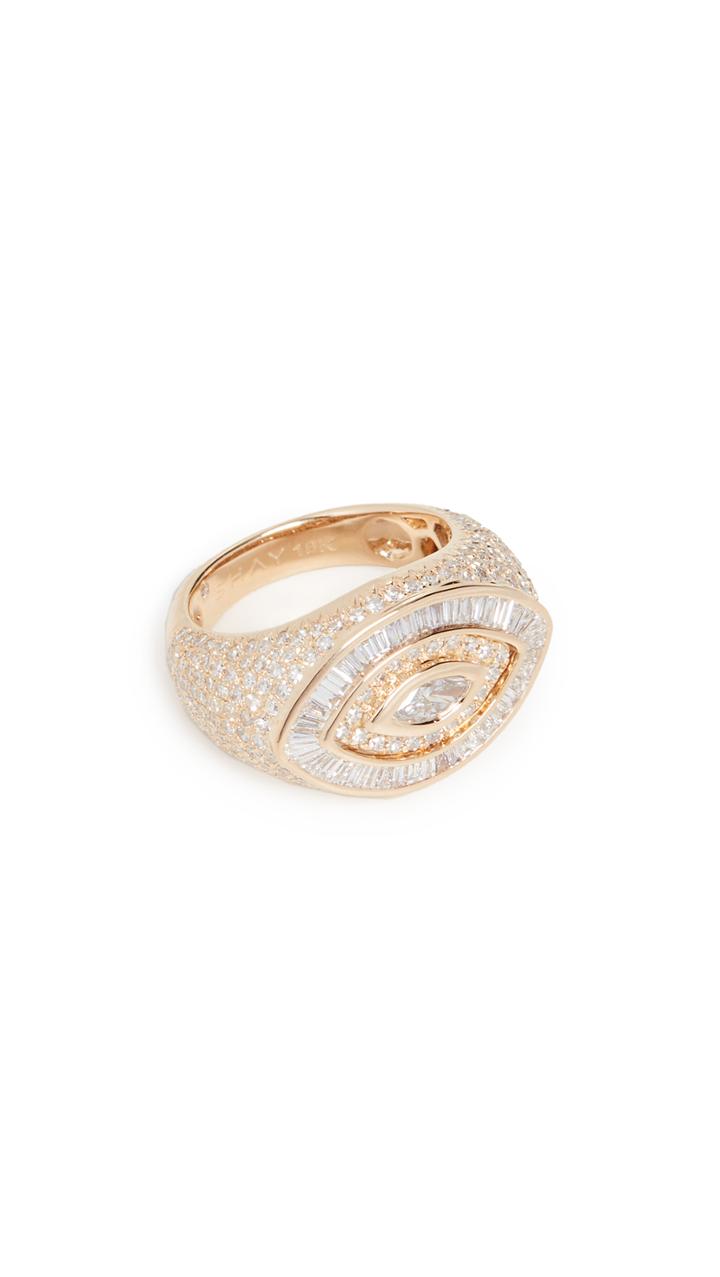 Shay 18k Pave Marquise Evil Eye Pinky Ring