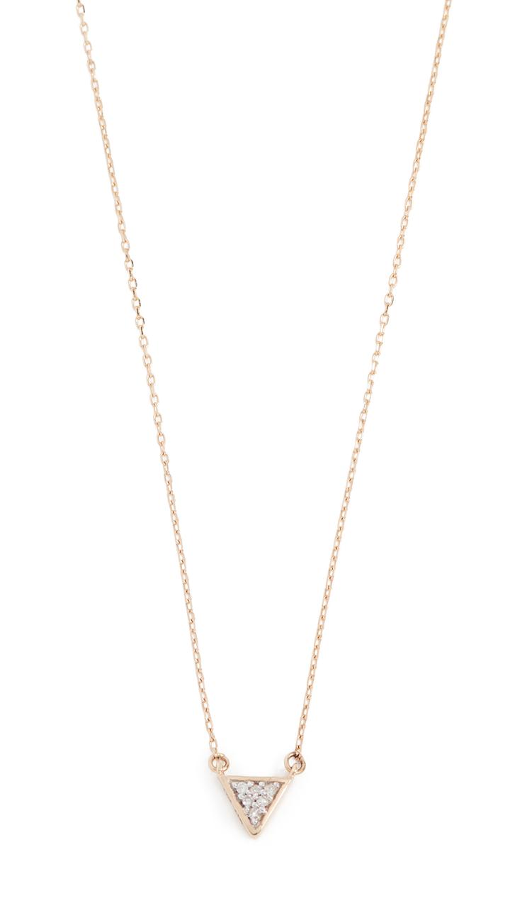 Adina Reyter Super Tiny Solid Pave Triangle Necklace
