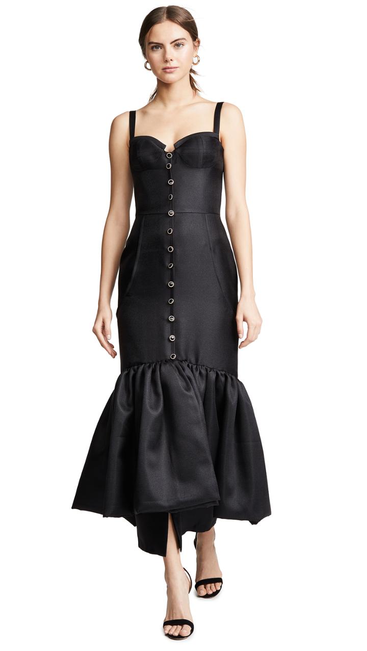 Sandra Mansour Peplum Flare Midi Dress