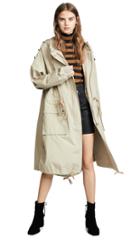 Pushbutton Hooded Khaki Trench