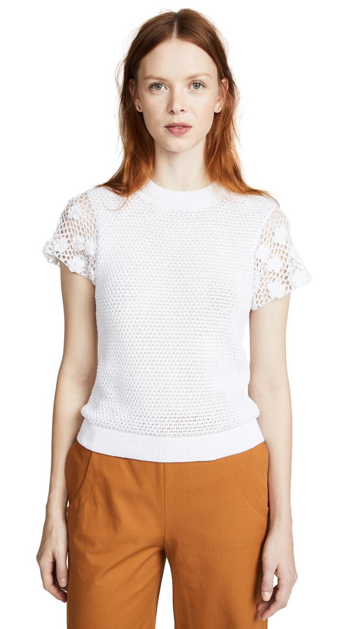 M Patmos Floral Crochet Tee