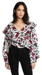 Diane Von Furstenberg Long Sleeve Ruffle Front Blouse