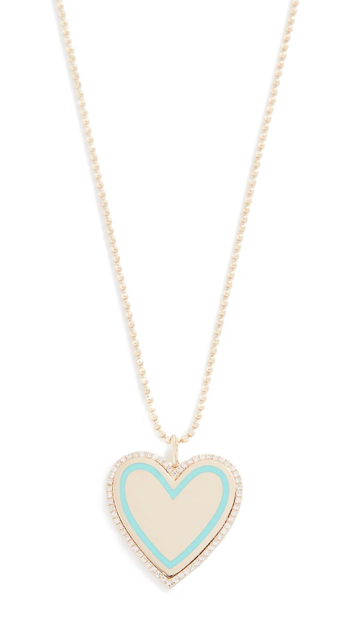 Ef Collection 14k Diamond Enamel Heart Necklace