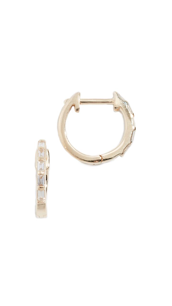Ariel Gordon Jewelry 14k Baguette Diamond Huggie Earrings