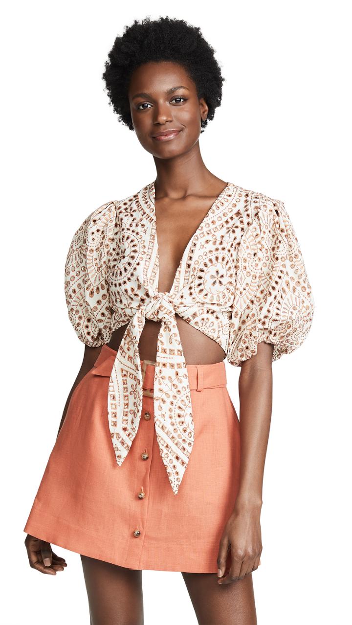 Lisa Marie Fernandez Pouf Eyelet Tie Blouse
