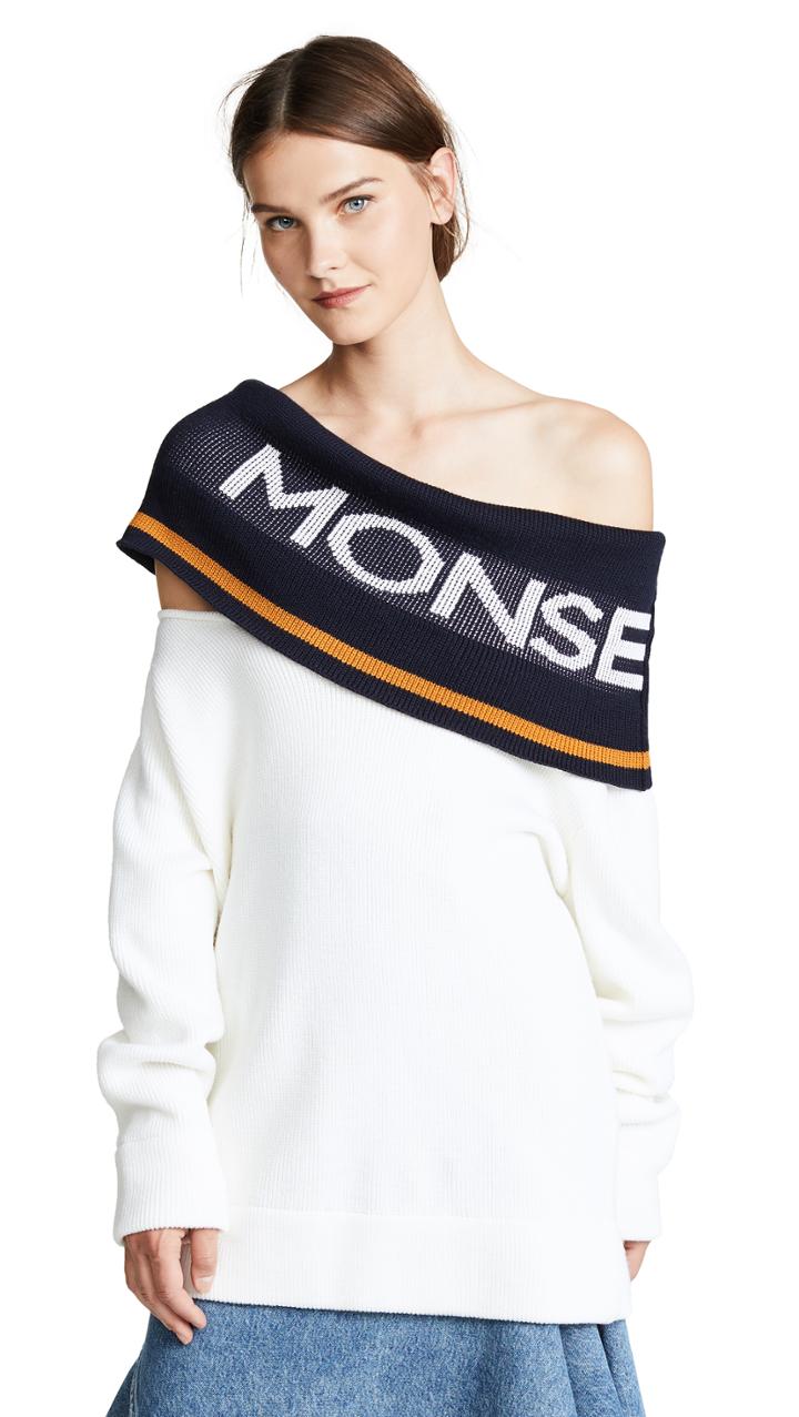 Monse Twist Logo Shawl Sweater