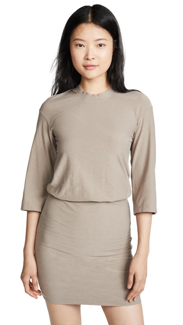 James Perse Drop 3 4 Sleeve Blouson Dress