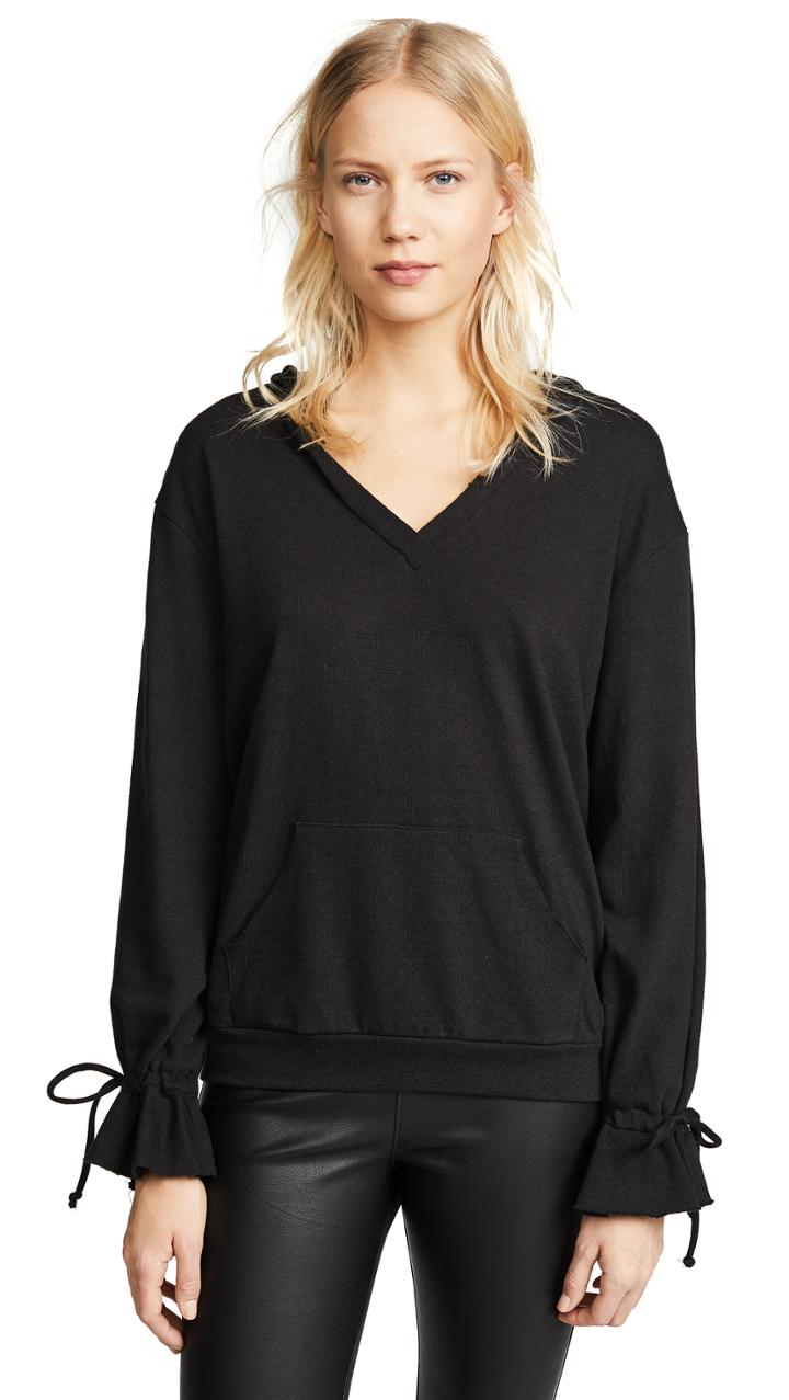 Lanston Slit Sleeve Ruffle Hoodie