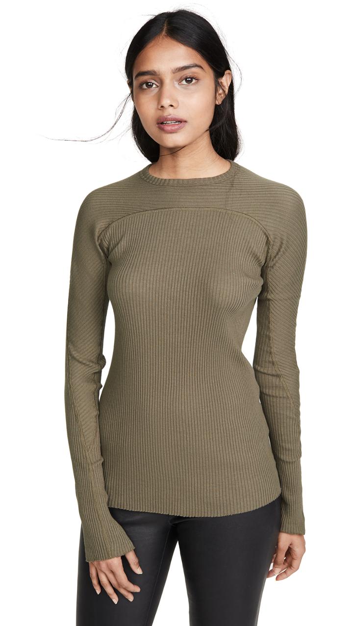 Helmut Lang Cotton Rib Crew Neck Top