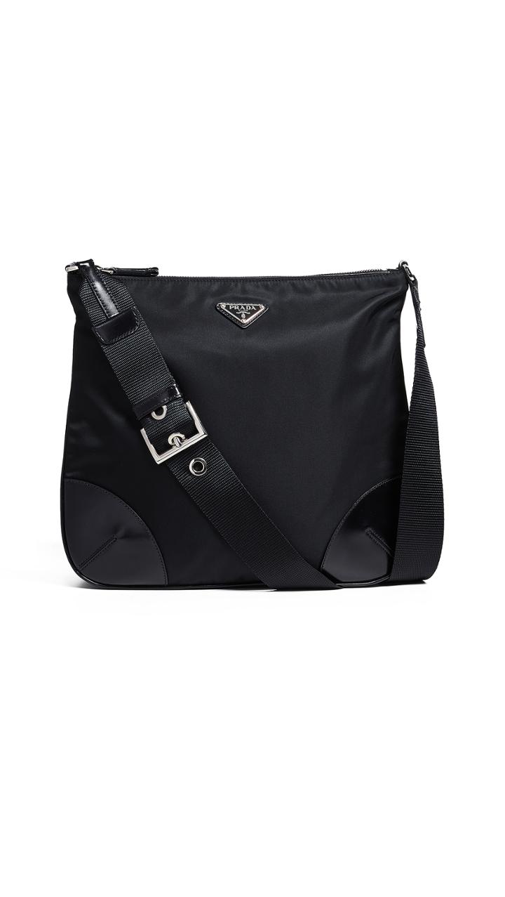 What Goes Around Comes Around Prada Black Nylon Messenger Bag