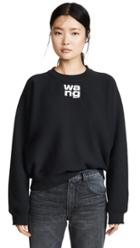Alexanderwang T Dense Fleece Crew Neck Sweatshirt With Puff Paint Print Detail