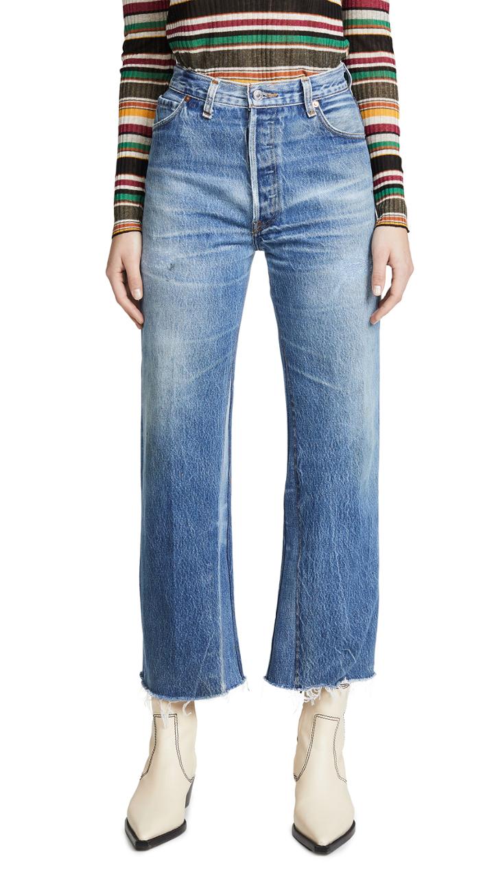 Re Done High Rise Wide Leg Crop Jeans