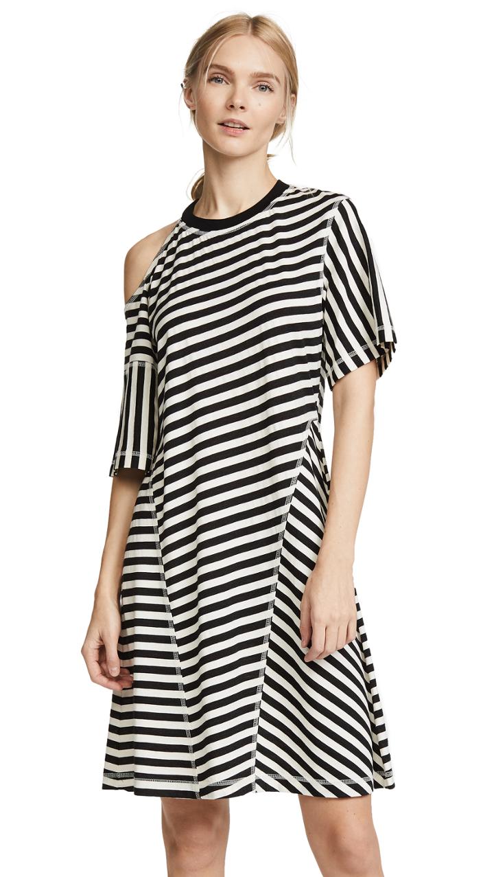 Jason Wu Grey Striped Jersey Cold Shoulder Dress