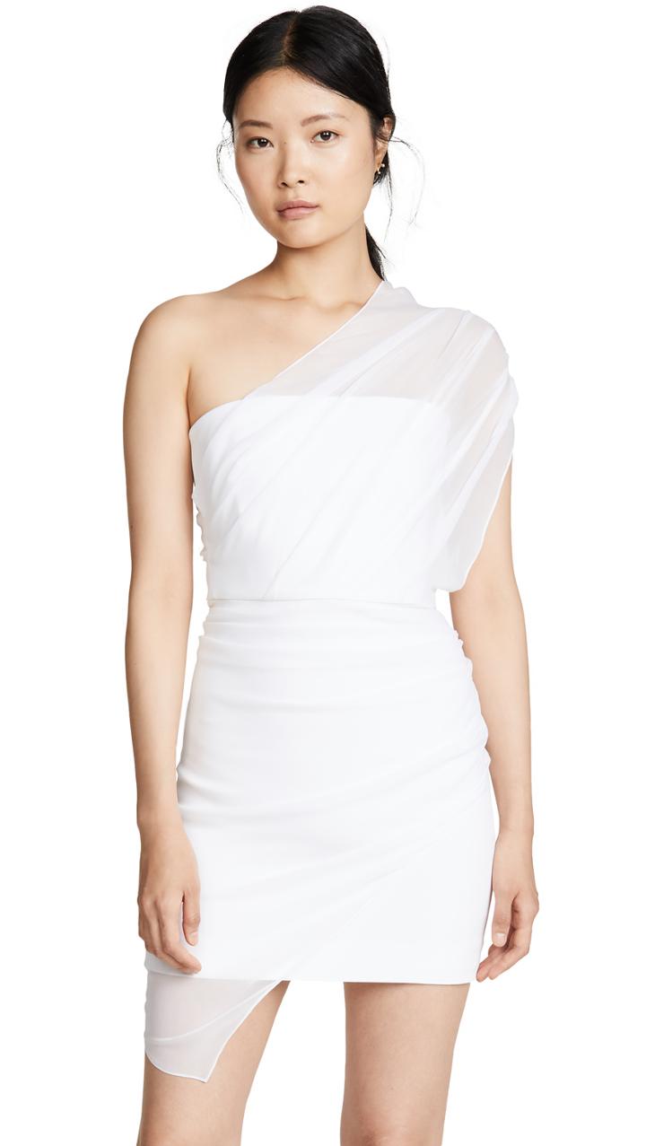 Cushnie Strapless Mini Dress With Draped Chiffon Overlay