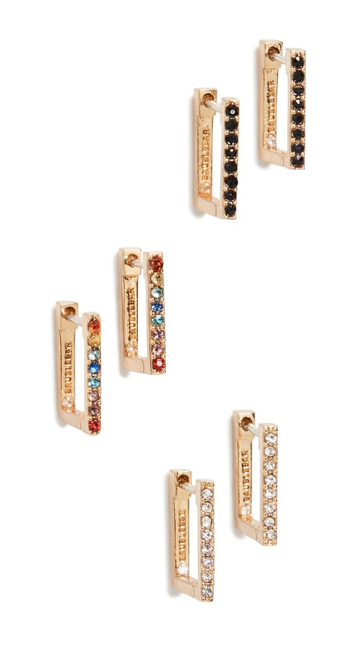 Baublebar Set Of 3 Square Huggie Hoop Earrings