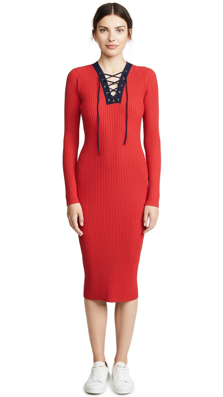 Diane Von Furstenberg Lace Up Sweater Dress