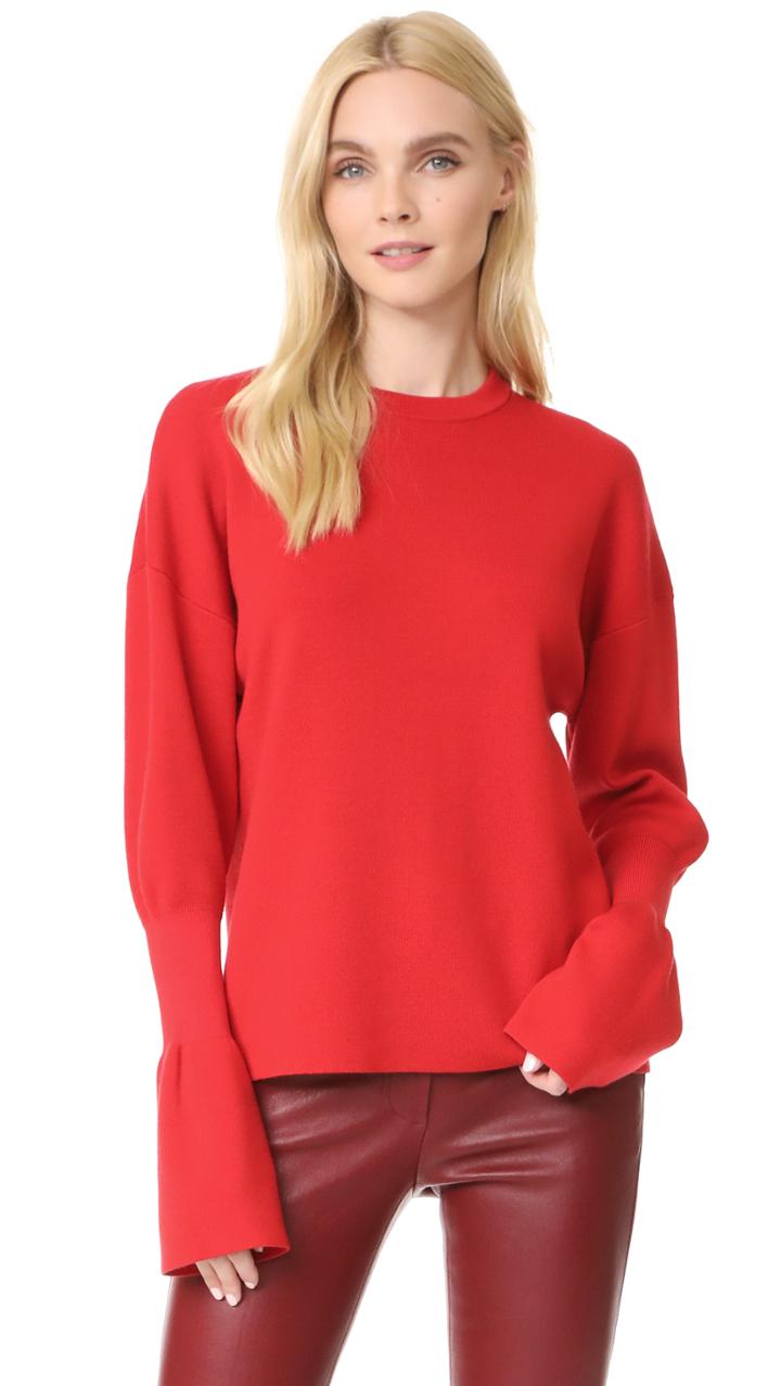 Tibi Rib Detail Sleeve Easy Pullover