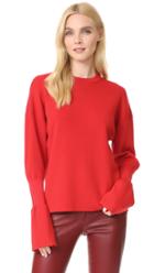 Tibi Rib Detail Sleeve Easy Pullover
