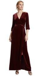 L Agence Rosalind Maxi Velvet Wrap Dress