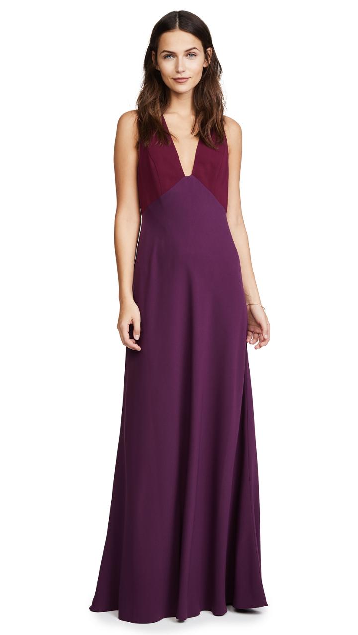 Jill Jill Stuart V Neck Two Tone Gown