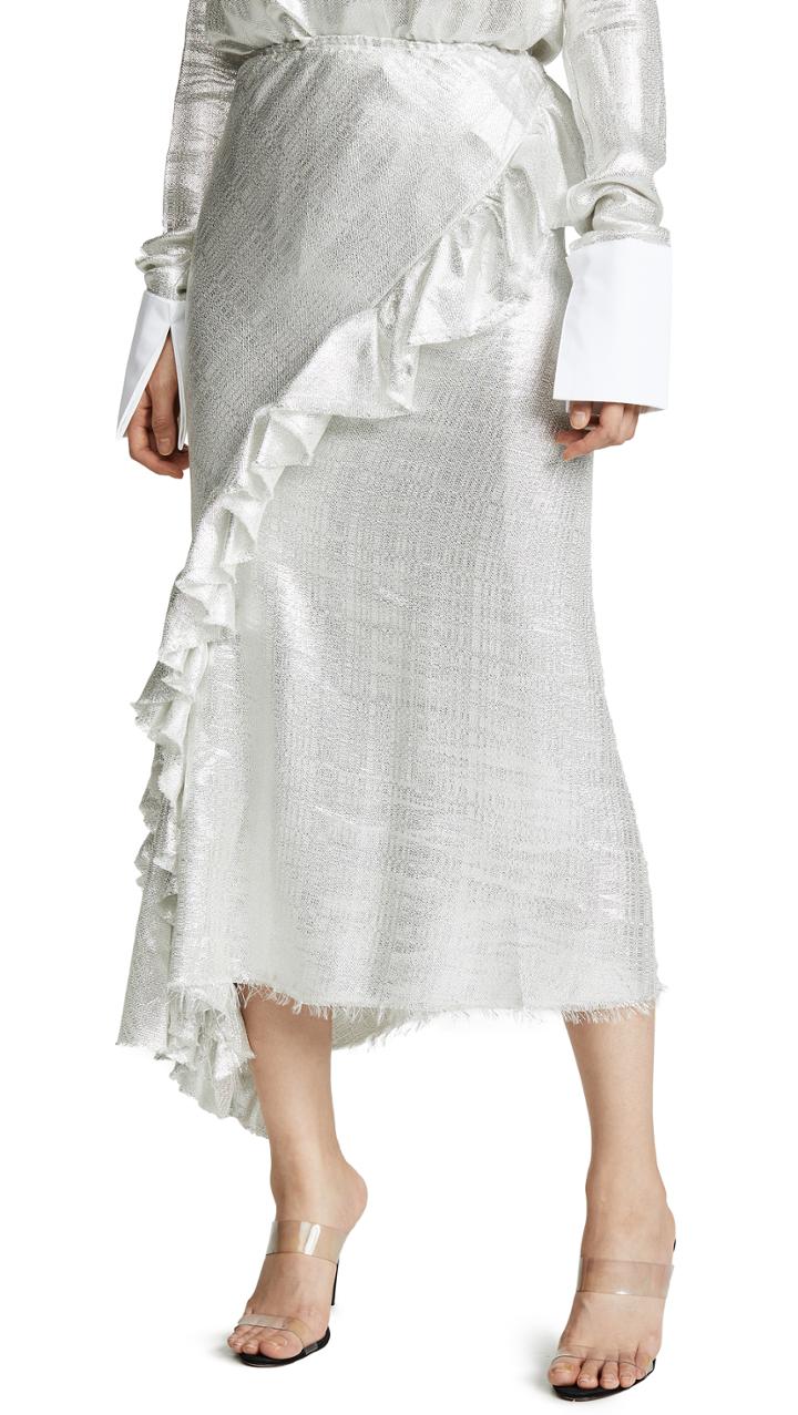 Jourden Silver Bias Midi Skirt
