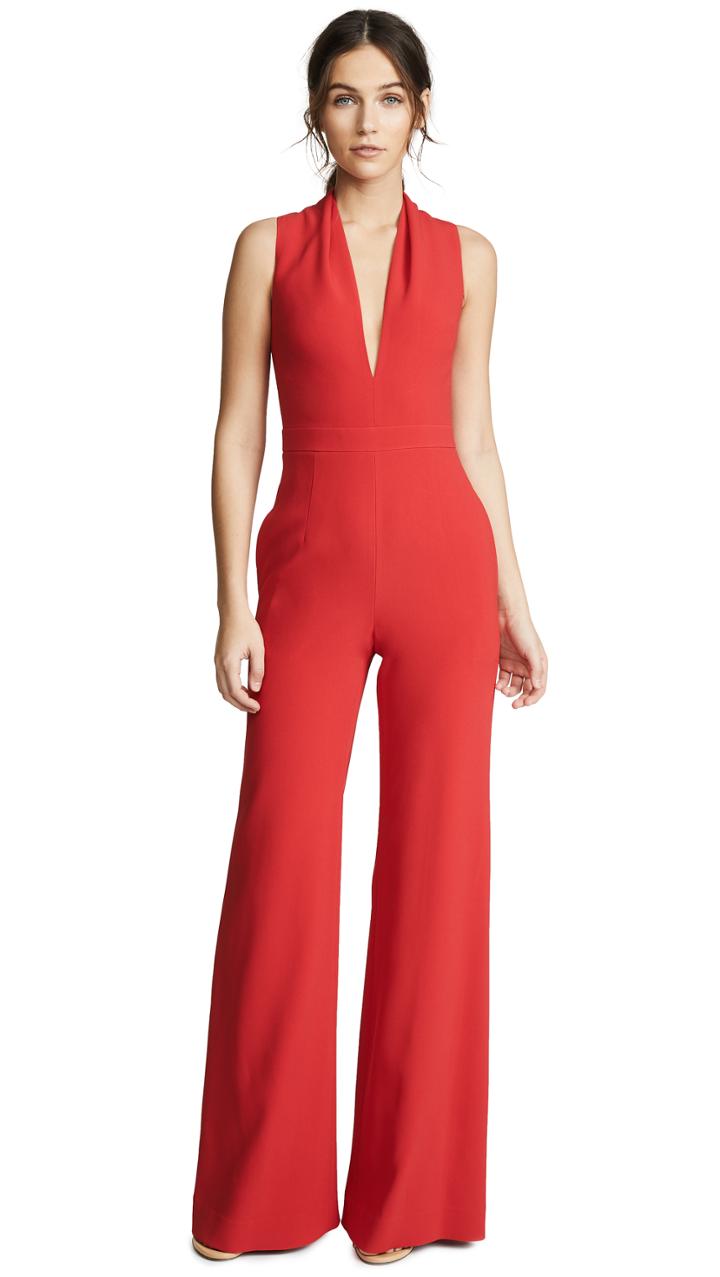 Brandon Maxwell Rolled Collar Jumpsuit