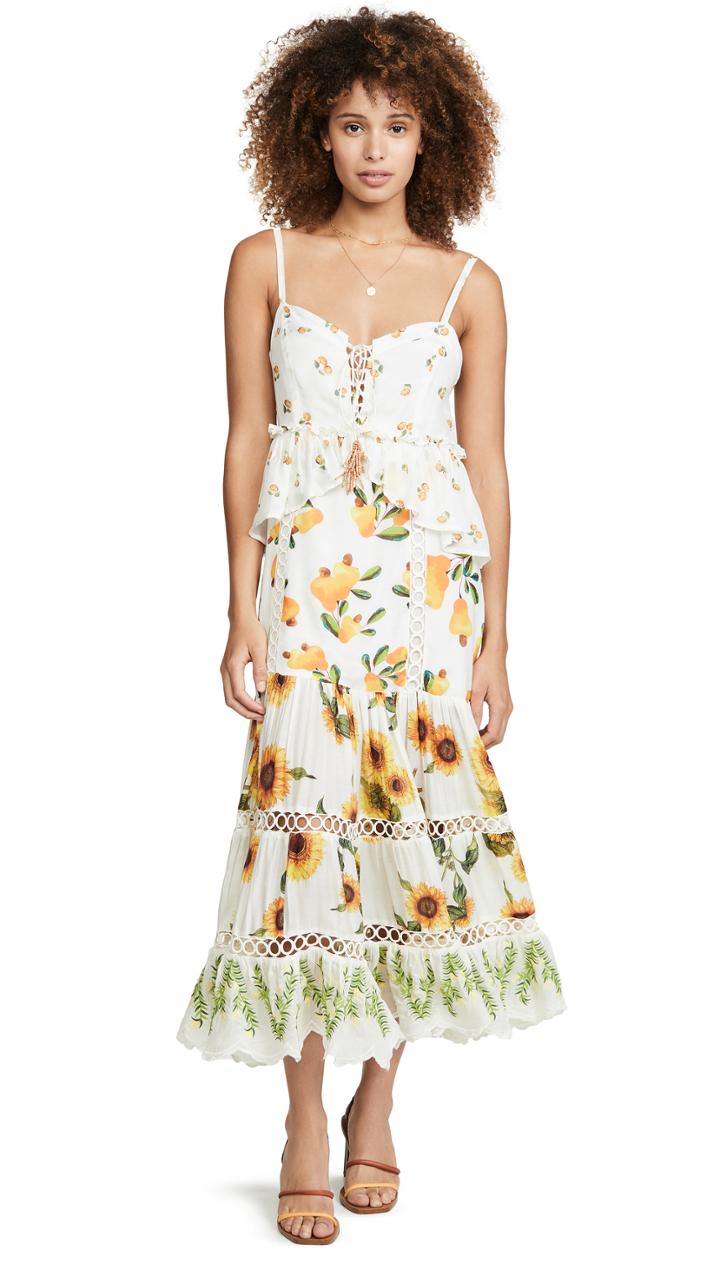 Farm Rio Sunflower Mix Print Dress