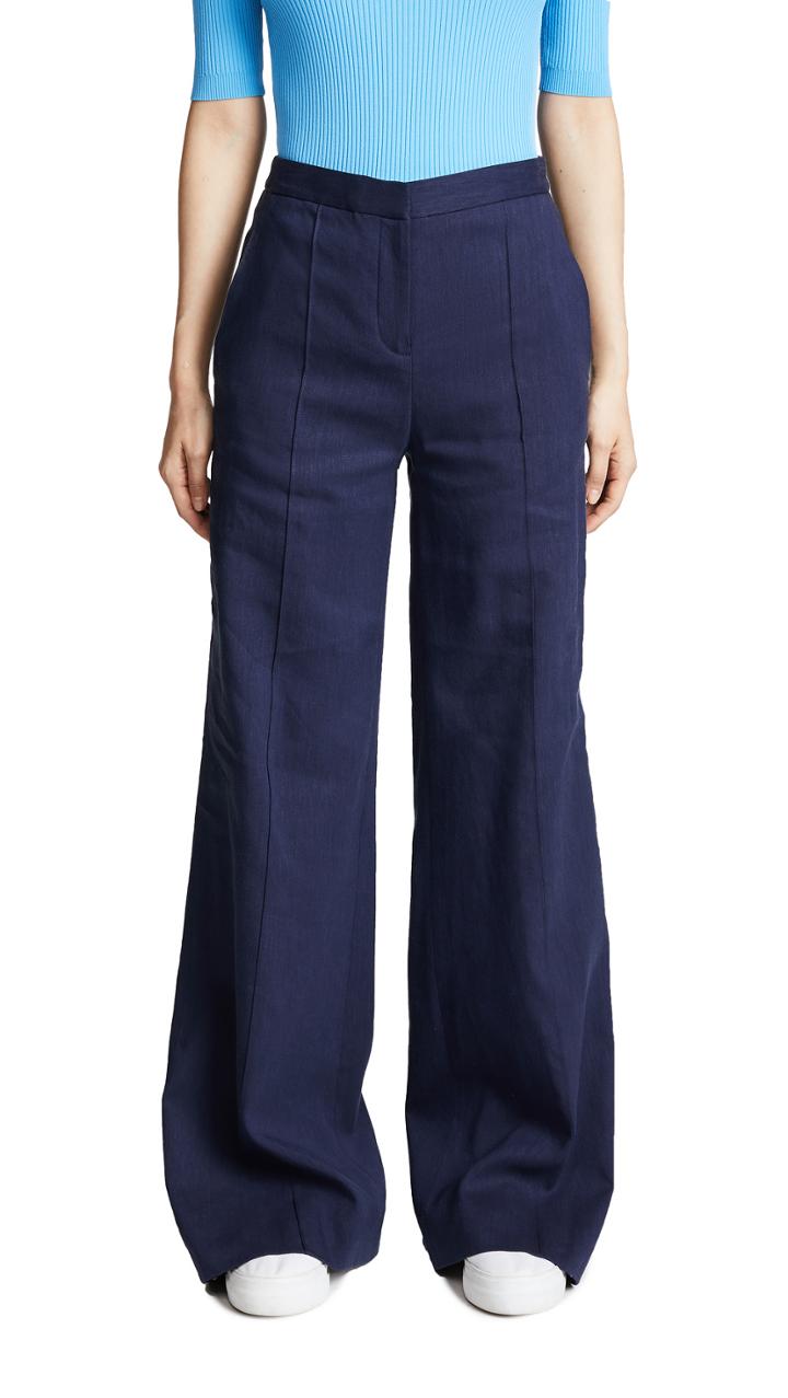 Diane Von Furstenberg Pleat Front Flare Pants