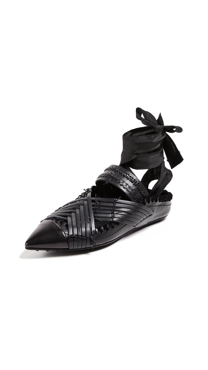Carven Berri Lace Up Pointed Mules