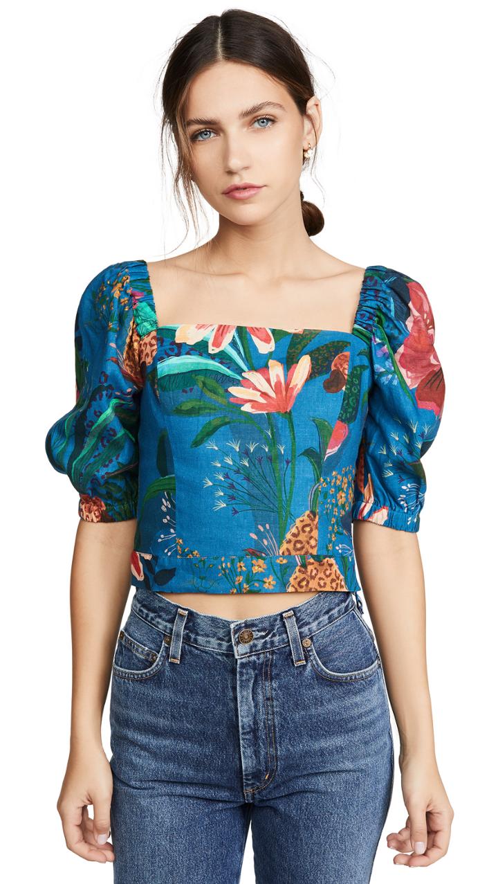 Farm Rio Blue Jungle Crop Top