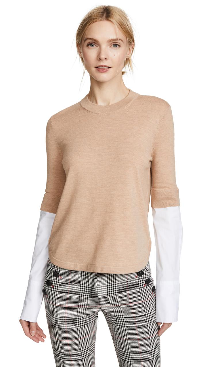 Veronica Beard Roscoe Mixed Media Sweater