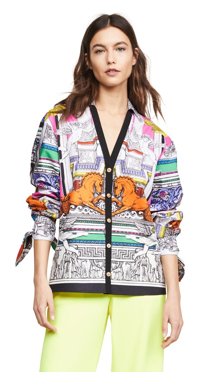 Versace Temple Print Shirt With Ties