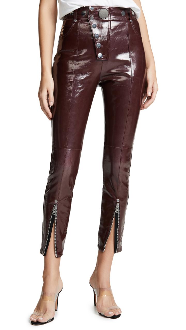 Alexander Wang High Waist Leggings With Snap Detail In Oxblood