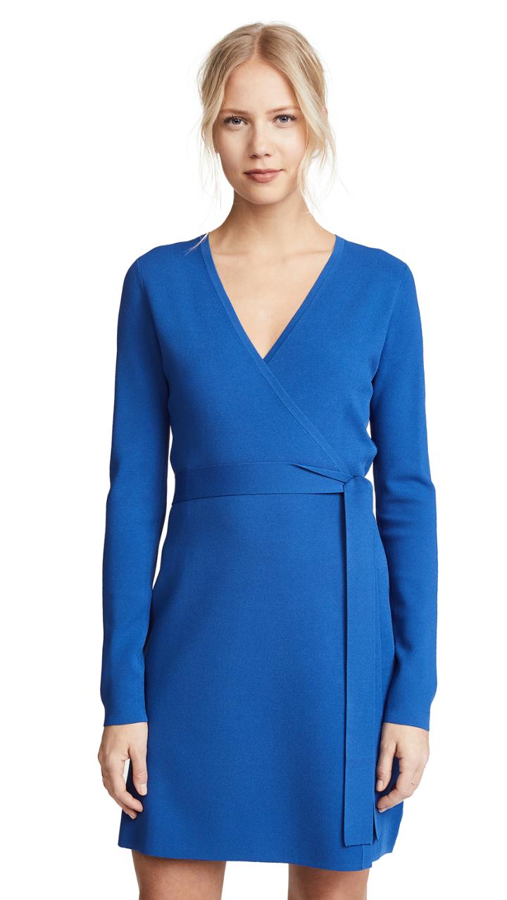 Diane Von Furstenberg V Neck Knit Wrap Dress