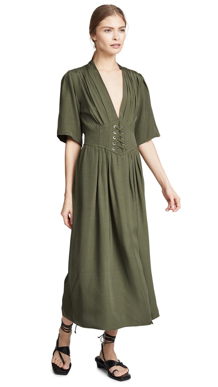 Divine Heritage Laced Up Waist Midi Dress