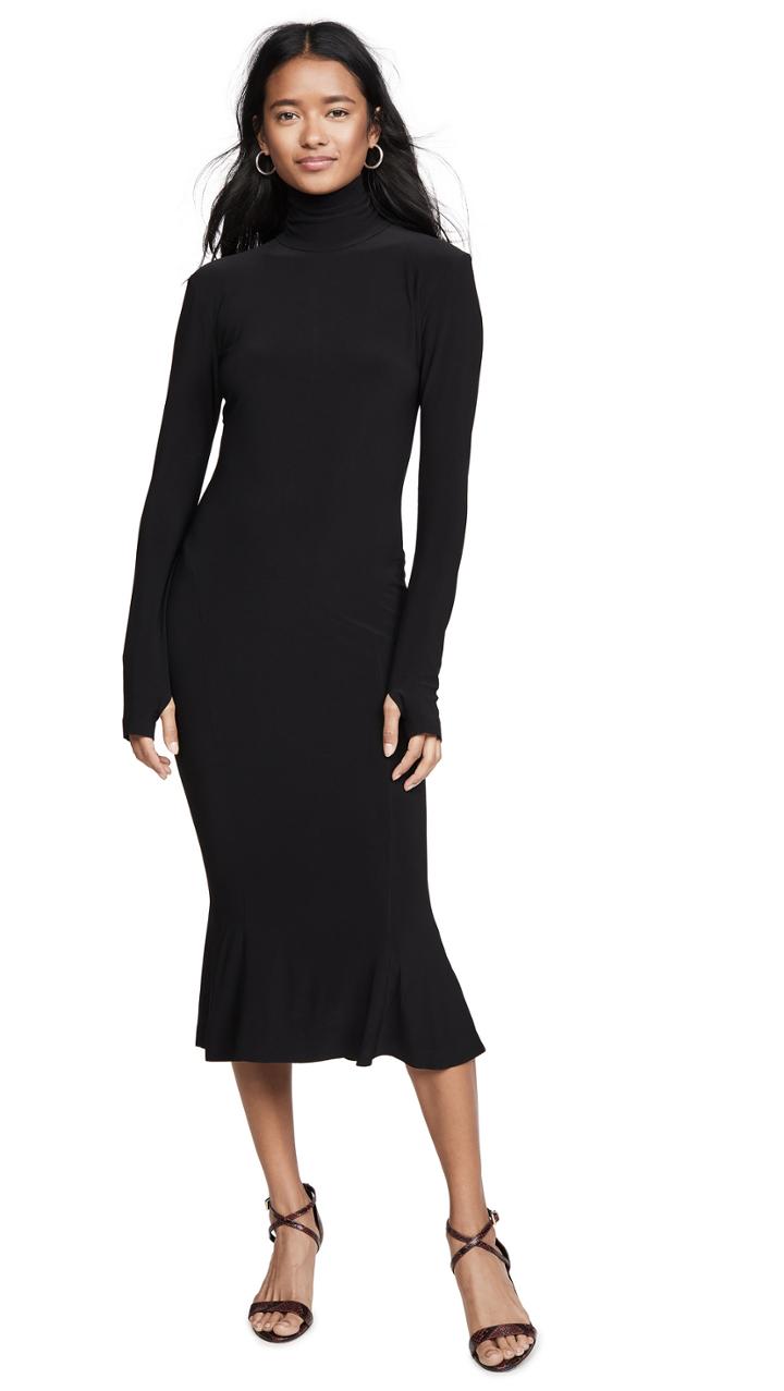 Norma Kamali Turtleneck Fishtail Dress